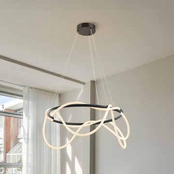 Lisette 25" Contemporary Minimalist 360 Adjustable Silicone Neon Rope Dimmable Integrated LED Chandelier - JONATHAN Y